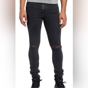 MONFRERE Greyson Distressed Skinny Jean  Slash Rodium Black Mens Sz 31 NEW